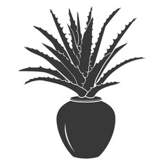 Silhouette Aloe vera tree in the vase black color only