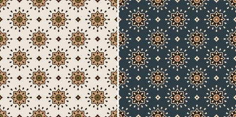 Digital Ajrakh seamless pattern. block print Pattern and batik print Background digital printing textile pattern. Kalamkari Block Print Seamless Pattern. EPS file format.
