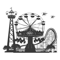 Silhouette Amusement Park Rides black color only