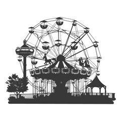 Silhouette Amusement Park Rides black color only