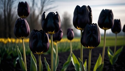AI generated photo of Black Tulips
