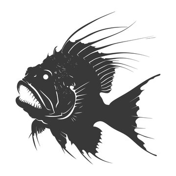 recommend clip art: Silhouette Anglerfish Fish Animal black color only full body