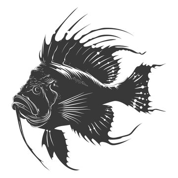 recommend clip art: Silhouette Anglerfish Fish Animal black color only full body