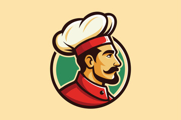 chef logo side vector design