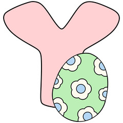 easter retro groovy alphabet letters font and number. Typography decorative fonts vintage concept. Inspirational slogan print with hippie symbols for graphic tee t shirt logo. vector illustration