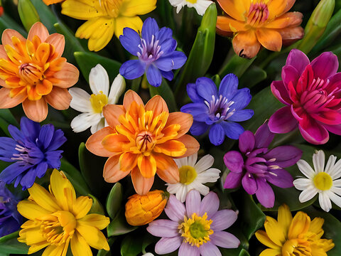 bouquet of colorful spring flowers isolated  AI-generated