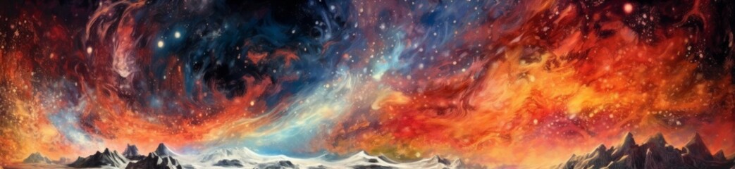 An interstellar journey through a colorful galaxy filled with comets, nebulas, and constellations