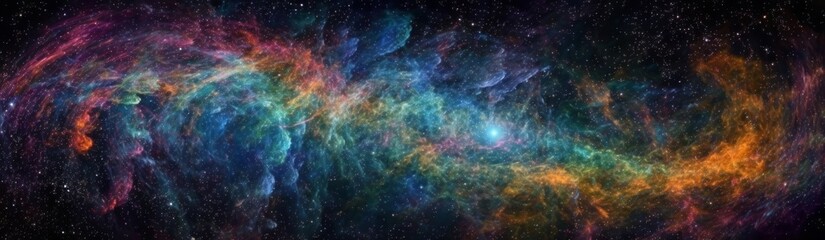 An interstellar journey through a colorful galaxy filled with comets, nebulas, and constellations