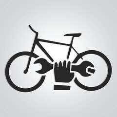 Bicycle repair unique icon on Silver Background. Vector illustration