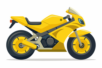 yellow motorcycle, clear flat vector illustration artwork
