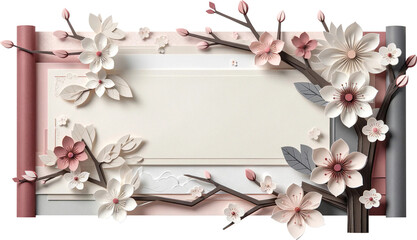 Banner with cherry blossom branches in cherry blossom theme