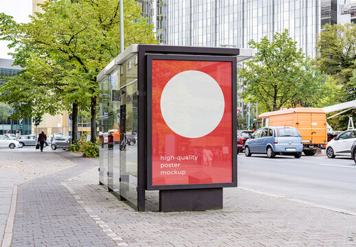 Street Outdoor Glued Poster Advertising Billboard Mockup Template Bus Stop