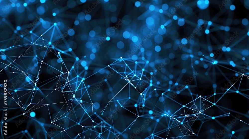 Poster envisioning a network of interconnected nodes as a modern representation of constellations, this ima
