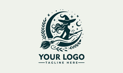 Witch logo vector hat wizard business identity