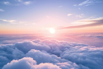Sweeping view of the cloud-filled sky at sunrise Vibrant and expansive