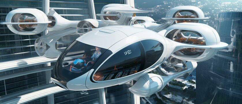 flying cars, White futuristic space city mega station in space
