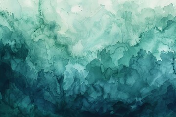 Tranquil watercolor blend of teal and green hues Creating a fluid and organic texture - obrazy, fototapety, plakaty