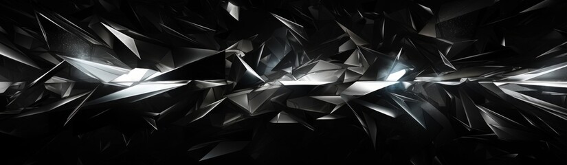 geometric black and silver background, abstract silhouette, black background