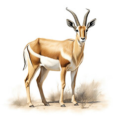 Antelope watercolor on white background