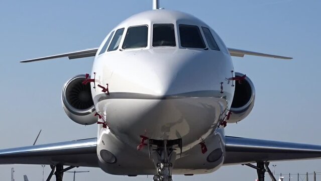 Private Business Corporate Executive Jet Parked at Airport - Close Up