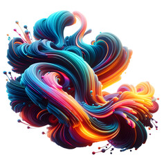 abstract image with smooth, flowing shapes that transition from pink to orange and blue against on Transparent PNG Background, AI-generated - obrazy, fototapety, plakaty