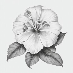 A Hibiscus tattoo traditional old school bold line on white background