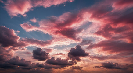 Celestial landscape with pink clouds