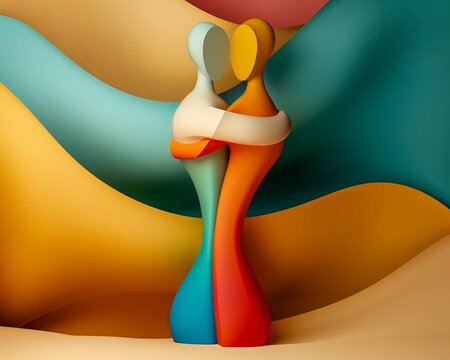a symbolic representation of a Dyad relationship using abstract shapes and colors, high-resolution