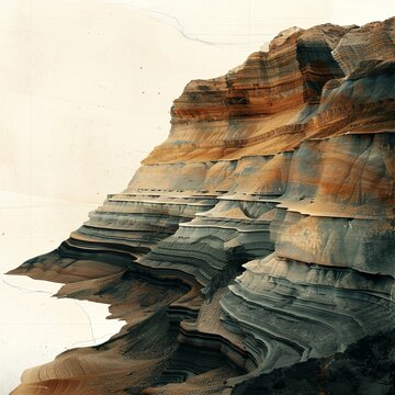 Use textures and layers to represent the annual layers of varve sediment, graphic design