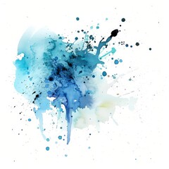 Serene blue watercolor splash, evoking the tranquil depths of an ocean, on a crisp white background.