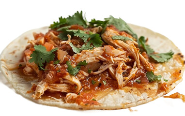 Chicken Tinga Taco Bliss Unveiled Isolated on Transparent Background PNG.