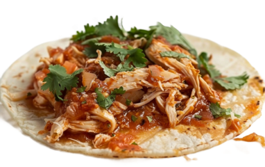 Chicken Tinga Taco Bliss Unveiled Isolated on Transparent Background PNG.