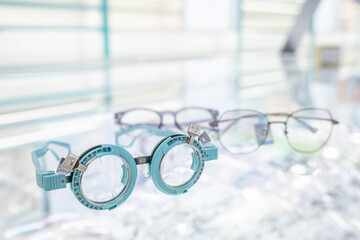 Optician optician frames in optical shop