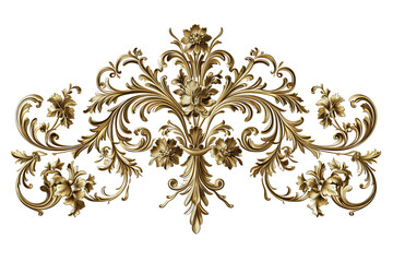 Fototapeta na wymiar Set of Golden luxury border frame design on transparent background or Decorative vintage floral ornament frames