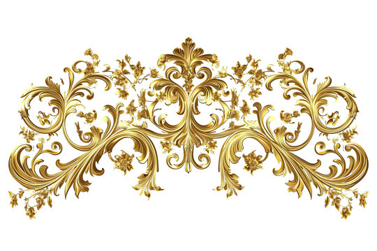 Set of Golden luxury border frame design on transparent background or Decorative vintage floral ornament frames