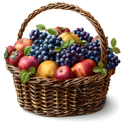 fruits basket isolated on transparent PNG