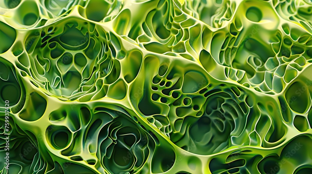 Poster a 3d abstract texture inspired by the patterns found in a rainforest, such as leaves and vines. uhd 