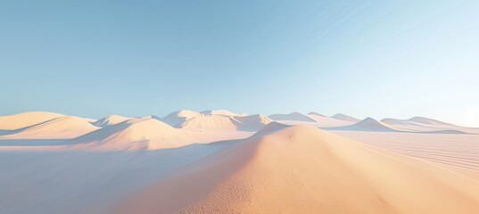 Fototapeta na wymiar Tranquil desert landscape with sand dunes and clear horizon, ideal for text placement