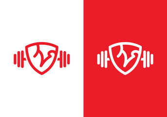 fitness gym security and protection logo design template. Fitness sport logo icon design
