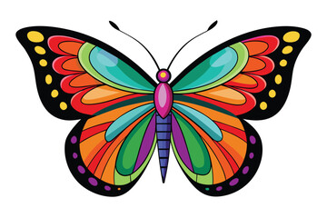 colorful butterfly black outline vector 