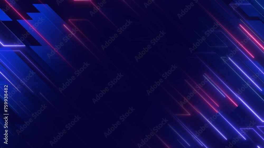 Poster abstract motion background with glowing blue neon lines moving diagonally across the frame at high s