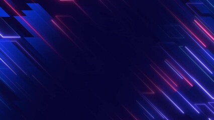 Abstract motion background with glowing blue neon lines moving diagonally across the frame at high speed. This trendy gaming background animation is full HD and a seamless loop.	
