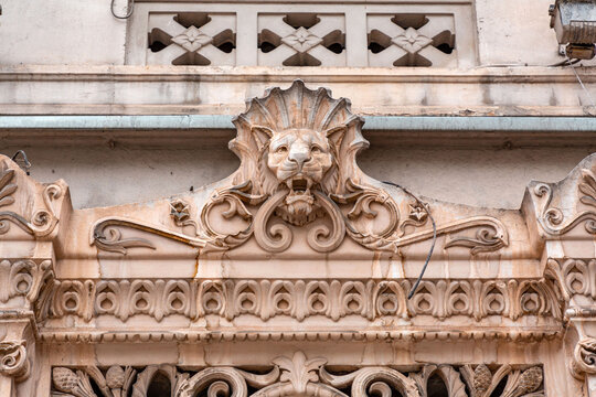 European architectural detail with lion head