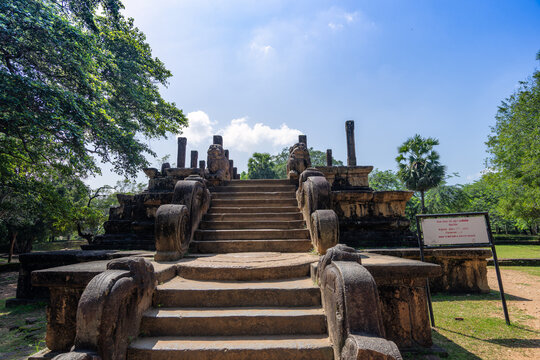 The ancient brick ruins of the Royal Palace (Parakramabahu&rsquo;s Royal Palace) in the Ancient City of Polonnaruwa, a UNESCO World Heritage Site.