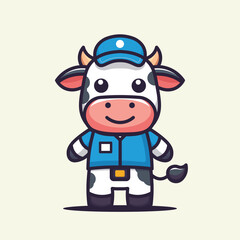 Cute delivery cow cartoon illustration