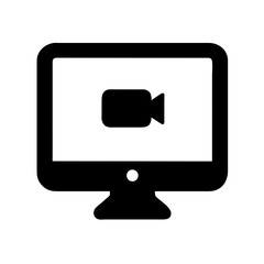 monitor with a person on the screen, video conferencing  icon vector illustration