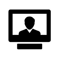 monitor with a person on the screen, video conferencing  icon vector illustration