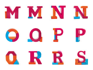 Modern colors 3D font letter alphabet wooden toy blocks