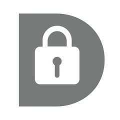 lock logo combine with letter D vector template