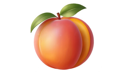 peach 3d fruit icon isolated on transparent background. PNG